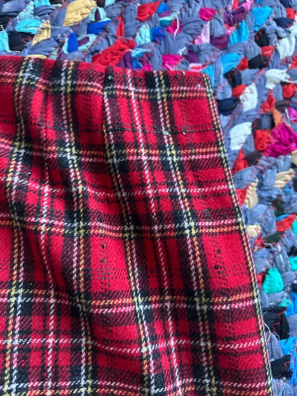 Talbots Red Tartan Plaid Skirt W/ Sequins Womens Size 14 Academia Holiday Preppy